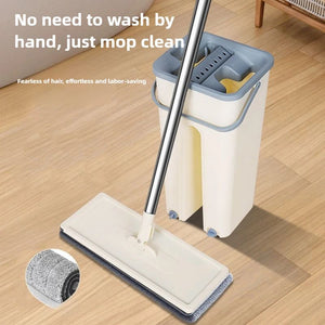 Instant-Clean Flat Mop with Dust-Pushing Base, Manual-Free Mop Head for Tile & Wood Floors, Dry-Wet Dual Purpose Household Tool