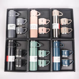 Business 304 stainless steel vacuum thermos cup set, a cup of three-lid gift straight cup portable outdoor gift box set