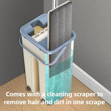 Instant-Clean Flat Mop with Dust-Pushing Base, Manual-Free Mop Head for Tile & Wood Floors, Dry-Wet Dual Purpose Household Tool