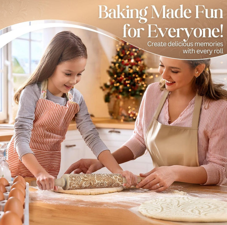 Wooden Embossing Rolling Pin Cookies