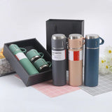 Business 304 stainless steel vacuum thermos cup set, a cup of three-lid gift straight cup portable outdoor gift box set