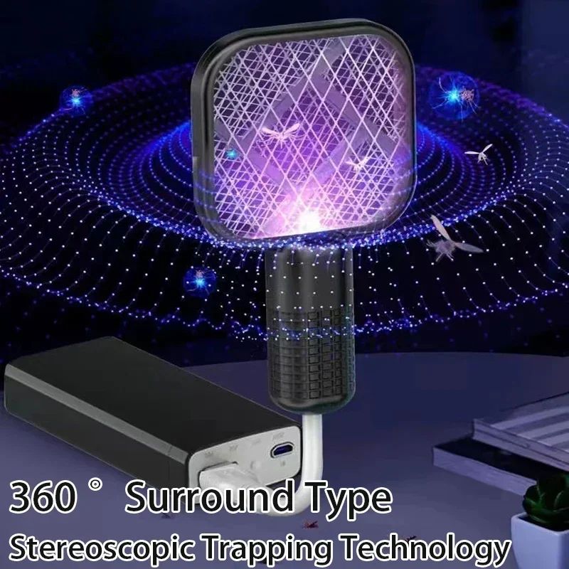 USB Purple Light Mosquito Swatter Electric Fly Killer Automatic Insect Trap for Home Travel Camping Pest Control Gadget