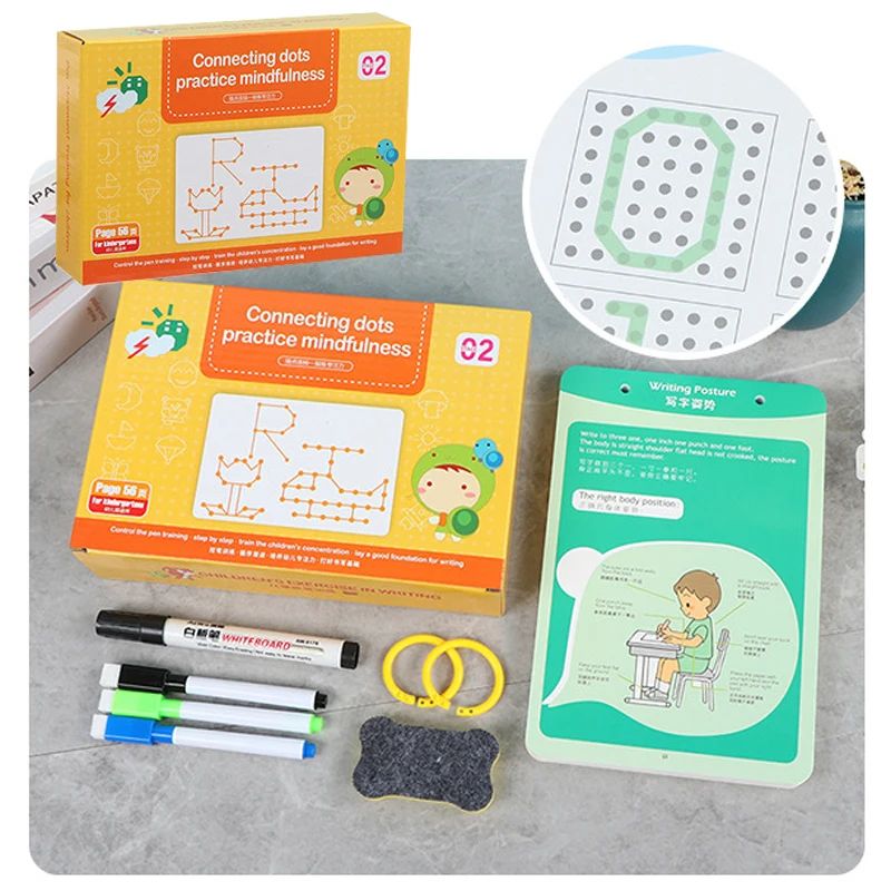 Pen Training Control Copybook Kindergarten Erasable Workbook Set Exercises Magical Tracing Puzzle Exercise Brain Tool for Kids