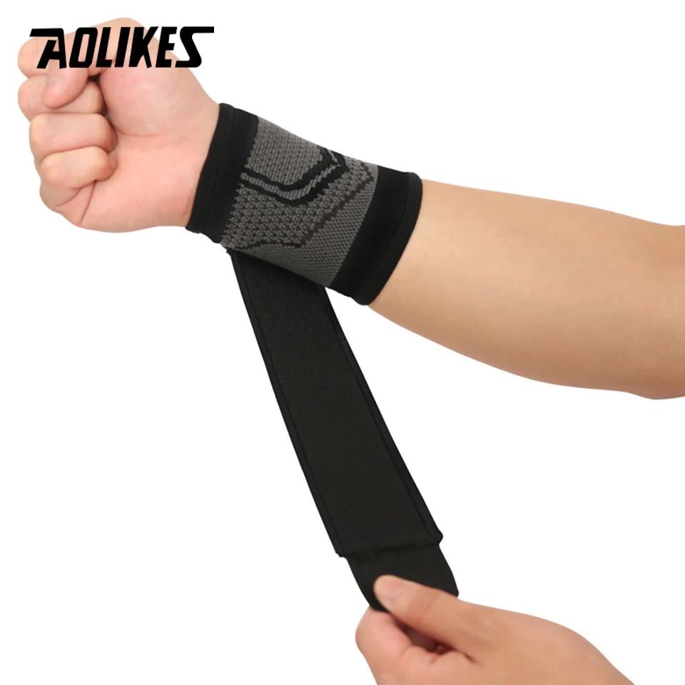 AOLIKES 1PCS 3D Weaving Pressurized Straps Fitness Wristband Crossfit Gym Powerlifting Wrist Support Brace Bandage Hand Wraps