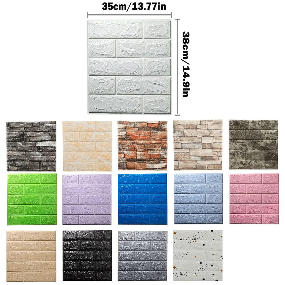 Foam 3D Wall Stickers Self Adhesive Wallpaper Panels Home Decor Living Room Bedroom House Decoration Bathroom Brick Wall Sticker