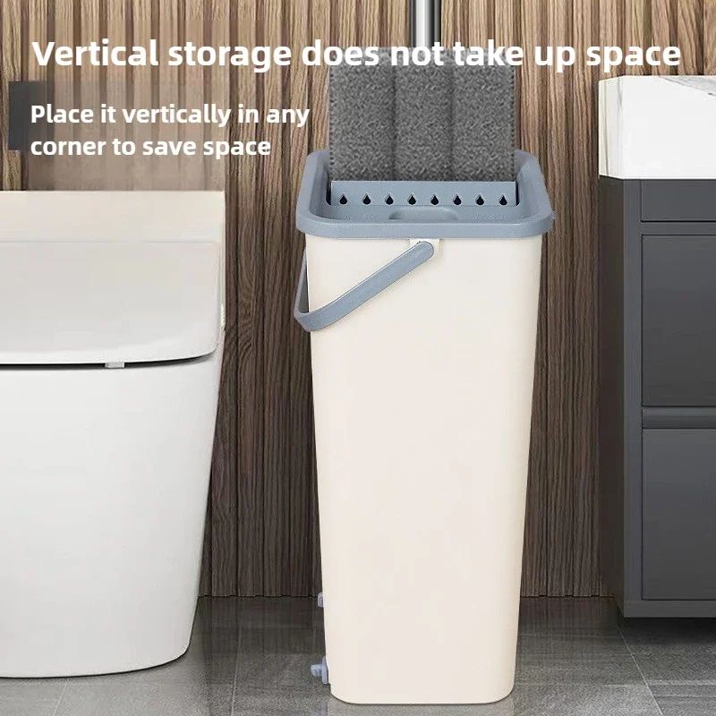 Instant-Clean Flat Mop with Dust-Pushing Base, Manual-Free Mop Head for Tile & Wood Floors, Dry-Wet Dual Purpose Household Tool