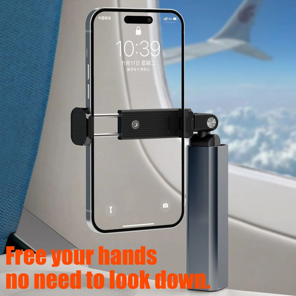 Portable Travel Phone Holder Desktop Adjustable Rotatable Cellphone Stands for Airplane Flight Train Foldable Seat Bracket