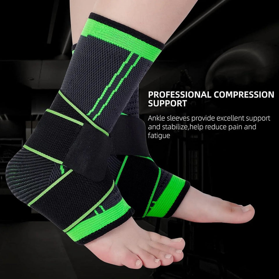 2pcs Ankle Support Brace, Breathable Ankle Compression Sleeve with Adjustable Wrap,Elastic Ankle Braces Stabilizer for Plantar