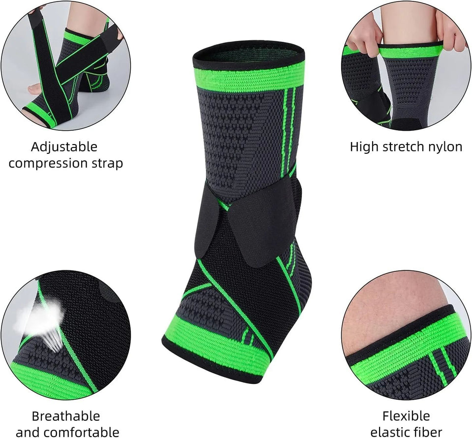 2pcs Ankle Support Brace, Breathable Ankle Compression Sleeve with Adjustable Wrap,Elastic Ankle Braces Stabilizer for Plantar