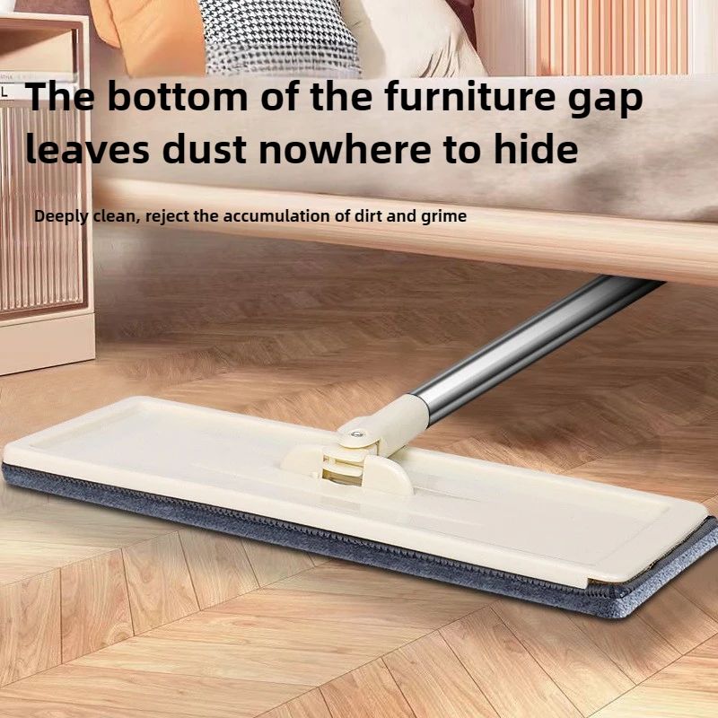 Instant-Clean Flat Mop with Dust-Pushing Base, Manual-Free Mop Head for Tile & Wood Floors, Dry-Wet Dual Purpose Household Tool