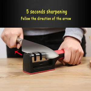 Knife Sharpener Handheld Multi-function 3 Stages Type Quick Sharpening Tool With Non-slip Base Kitchen Gadget Knives Accessories