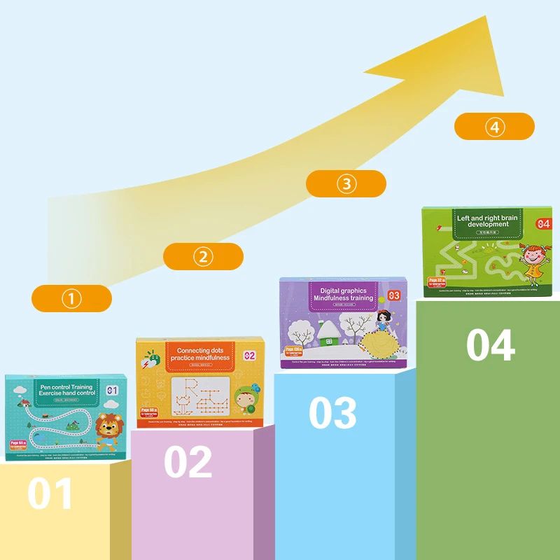 Pen Training Control Copybook Kindergarten Erasable Workbook Set Exercises Magical Tracing Puzzle Exercise Brain Tool for Kids
