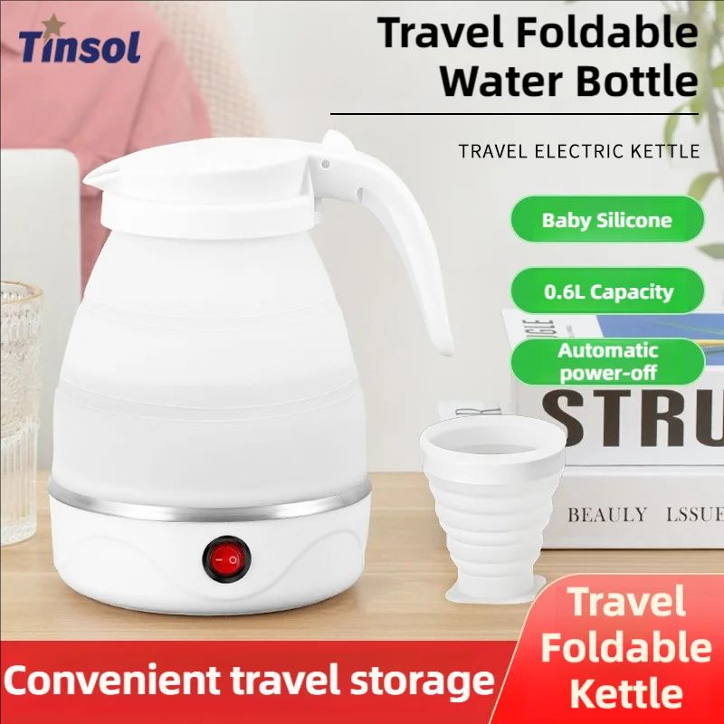 600ml portable electric kettle collapsible silicone body convenient storage for business travel mini kettle
