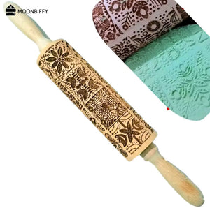 Wooden Embossing Rolling Pin Cookies