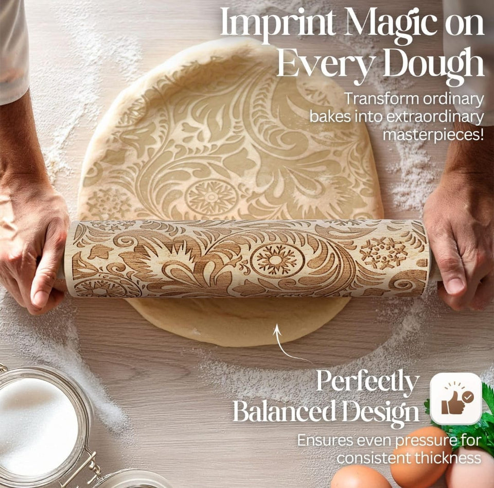 Wooden Embossing Rolling Pin Cookies